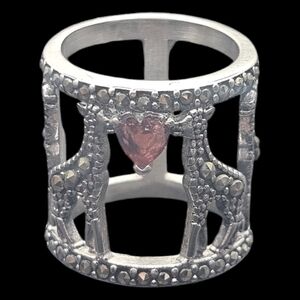 Garnet and Marcasite Giraffe Ring